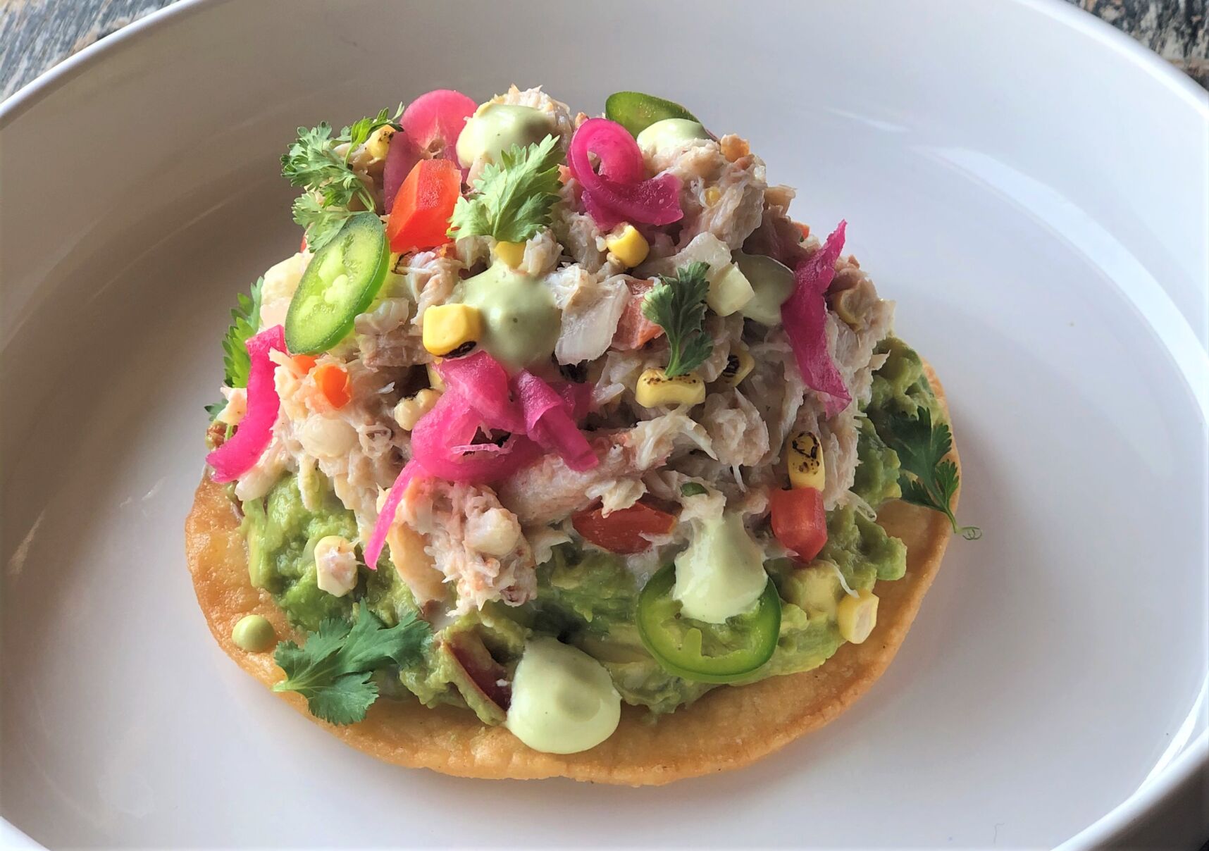 Crab avocado tostada at Casa Azul